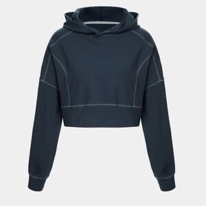 NEW Halara Hooded Contrast Trim Waffle Blue Cropped Hoodie Top Medium